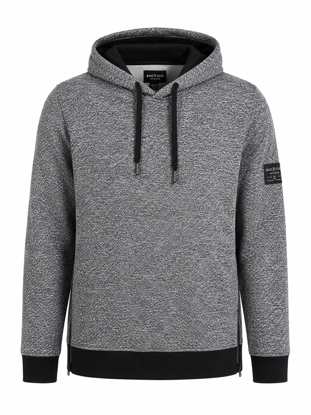 Marc Ecko Cut & Sew Hooded Pullover Hoodie | Black & Grey | XL | Side Zip Hem